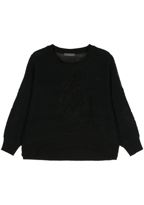 MAURIZIO MYKONOS lace-appliqué open-knit jumper - Black
