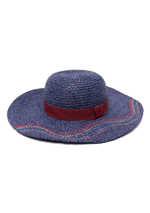 Paul Smith Swirl-stitching straw sun hat - Blue
