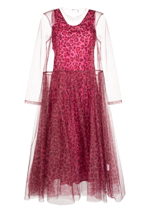 Molly Goddard leopard-print tulle midi dress - Pink