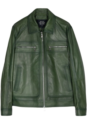 Man On The Boon. zipped leather jacket - Green