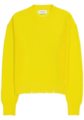 Laneus ribbed-knit cotton jumper - Yellow