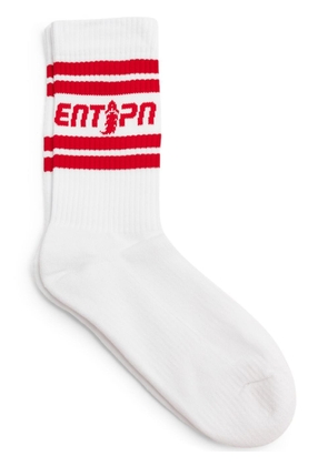 Enterprise Japan logo-intarsia ribbed-knit socks - White