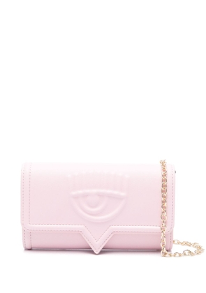 Chiara Ferragni Eyelike-motif leather clutch bag - Pink