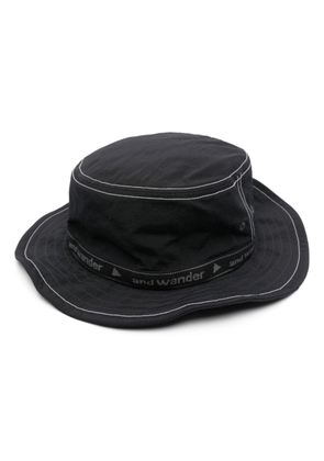 and Wander JQ logo-tape bucket hat - Black