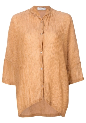 Amir Slama crinckled-finish silk shirt - Brown