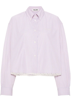 Miu Miu embroidered-logo pinstripe shirt - Pink