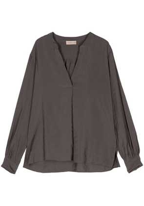 Blanca Vita band-collar long-sleeves blouse - Grey