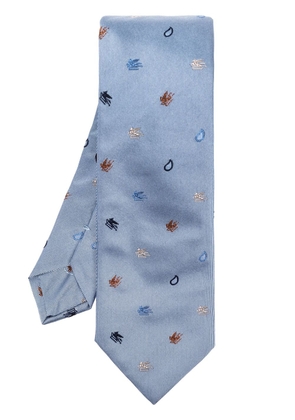 ETRO Pegaso-embroidered silk tie - Blue
