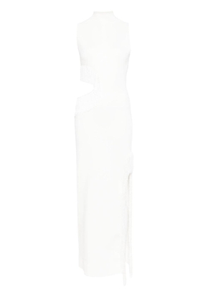 Galvan London Beaded Nova asymmetric dress - White