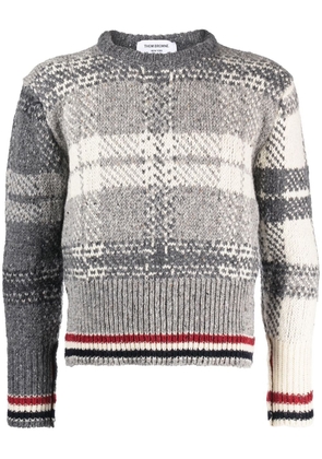 Thom Browne check-pattern wool-blend jumper - Grey