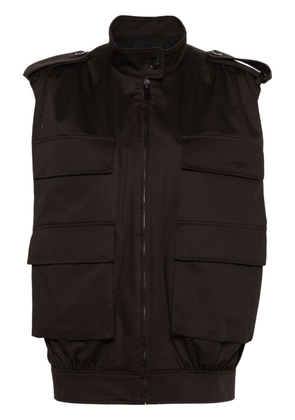 MSGM embroidered-logo twill gilet - Brown