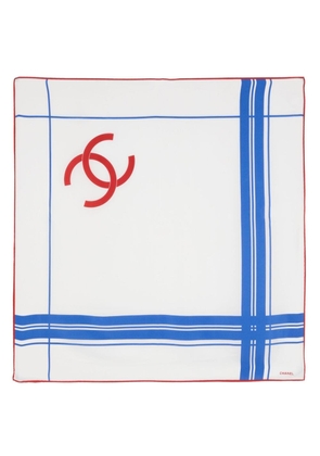 CHANEL Pre-Owned 1990s CC logo silk scarf - White