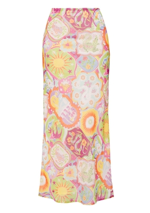 NEVER FULLY DRESSED graphic-print maxi skirt - Green