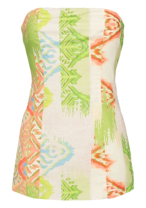 NEVER FULLY DRESSED abstract-print strapless top - Green