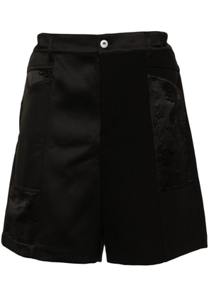 Feng Chen Wang dragon-jacquard patchwork shorts - Black