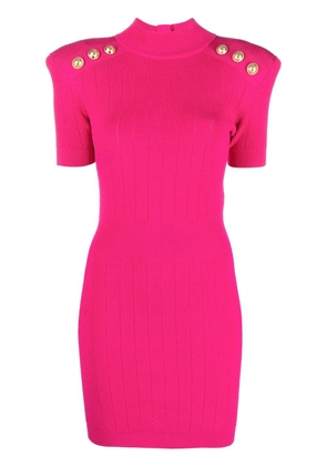 Balmain ribbed knit short-sleeve dress - Pink
