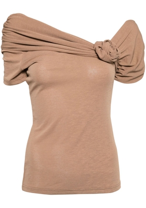 b+ab cold-shoulder ruched T-shirt - Brown