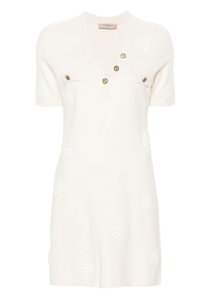 TWINSET floral-embroidery knitted dress - Neutrals