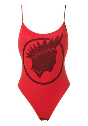 Amir Slama Índio print high cut leg swimsuit - Red