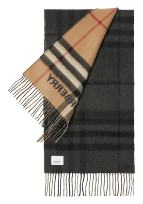 Burberry contrast-check cashmere scarf - Neutrals