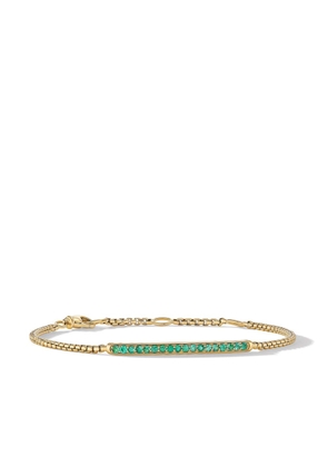 David Yurman 18kt yellow gold Petite Pavé Bar emerald bracelet
