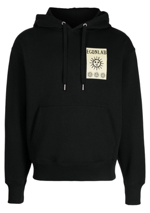 EGONlab. logo-patch cotton hoodie - Black