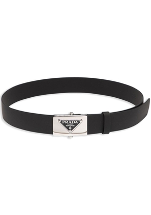 Prada triangle-logo leather belt - Black