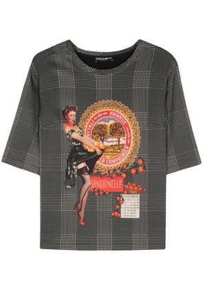 Dolce & Gabbana Pre-Owned 1990s graphic-print checked T-shirt - Grey