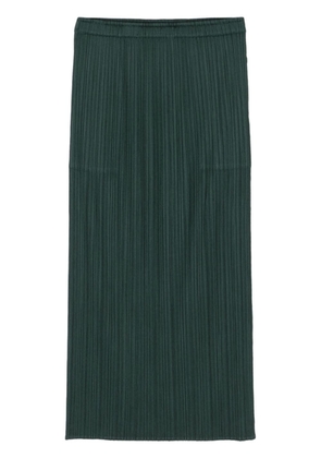 Pleats Please Issey Miyake straight pleated midi skirt - Green