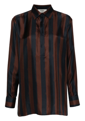FENDI Pequin-stripe silk shirt - Blue