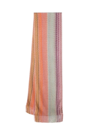 Missoni wave-pattern fringed scarf - Orange
