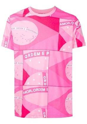 Amir Slama patchwork flag-print T-shirt - Pink