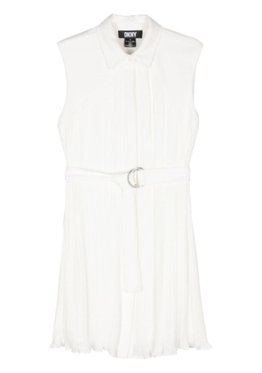 DKNY pleat-detail midi shirt dress - White