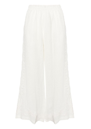 MAURIZIO MYKONOS corded-lace linen blend trousers - White