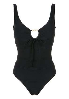 Amir Slama faux pearl embellished swimsuit - Black