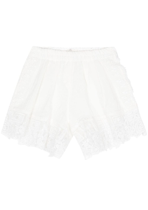 MAURIZIO MYKONOS corded-lace linen blend shorts - White