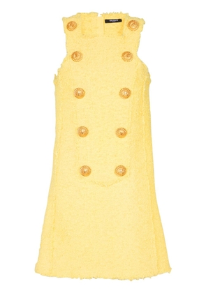 Balmain button-embellished tweed minidress - Yellow