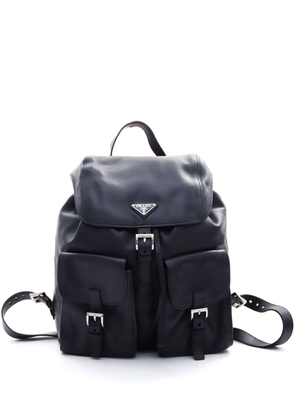 Prada Pre-Owned triangle logo leather backpack - Blue