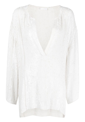 P.A.R.O.S.H. long-sleeve sequin blouse - White