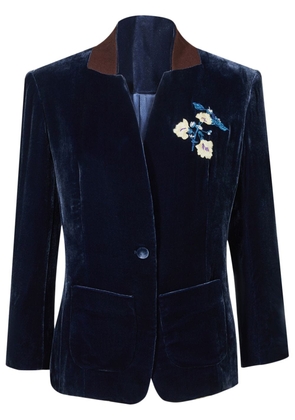 Shanghai Tang embroidered-design velvet blazer - Blue