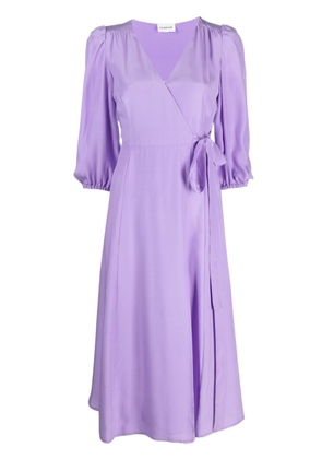 P.A.R.O.S.H. V-neck ruched silk midi dress - Purple