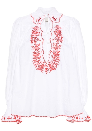 ALEMAIS Hearts-embroidered cotton shirt - White