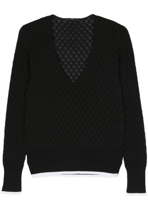 SAPIO V-neck open knit jumper - Black