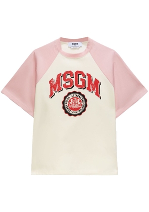 MSGM logo-print cotton T-shirt - Neutrals