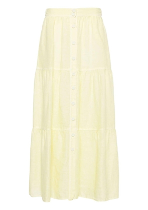 120% Lino tiered linen midi skirt - Yellow