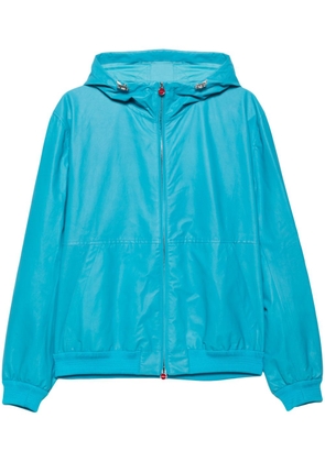 Kiton hooded leather jacket - Blue