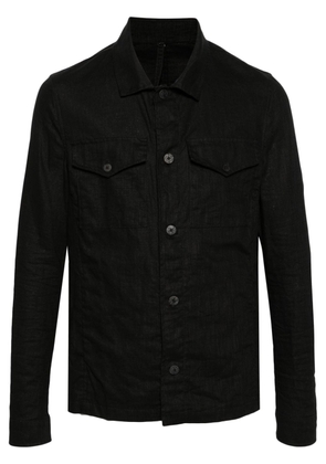 Poème Bohémien classic-collar linen shirt jacket - Black