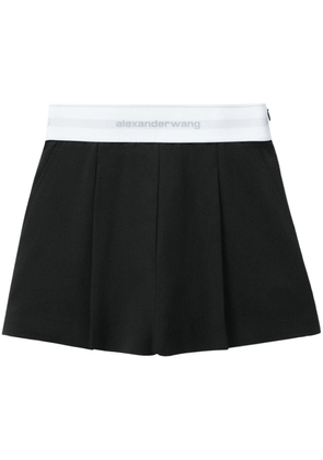 Alexander Wang logo-waistband pleated shorts - Black