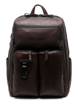 PIQUADRO logo-plaque detail backpack - Brown