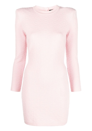 Balmain monogram knitted mini dress - Pink
